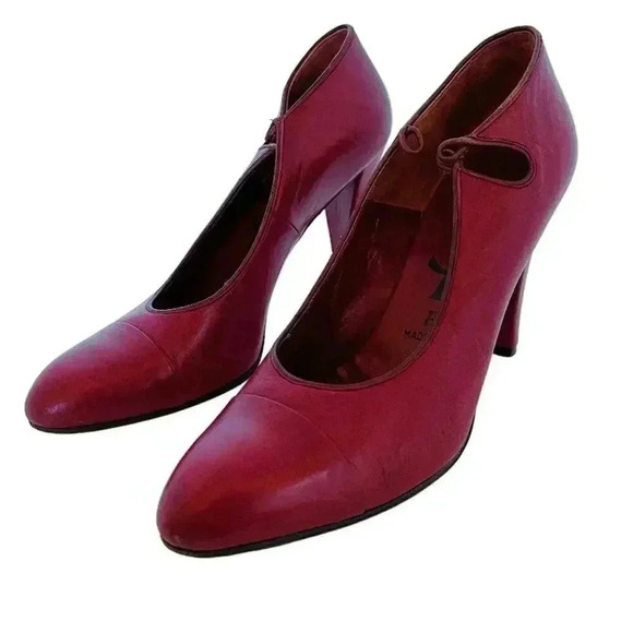 YSL Yves Saint Laurent Vintage Dark Red Leather Pumps Heels Pumps Size 8 US - Picture 3 of 13